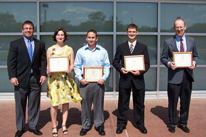 2009 Left to right: Dr. Steven Bourquin, Elizabeth Monroe, Matthew Walsh, Bradley Eidschun and Jeffrey Cook.