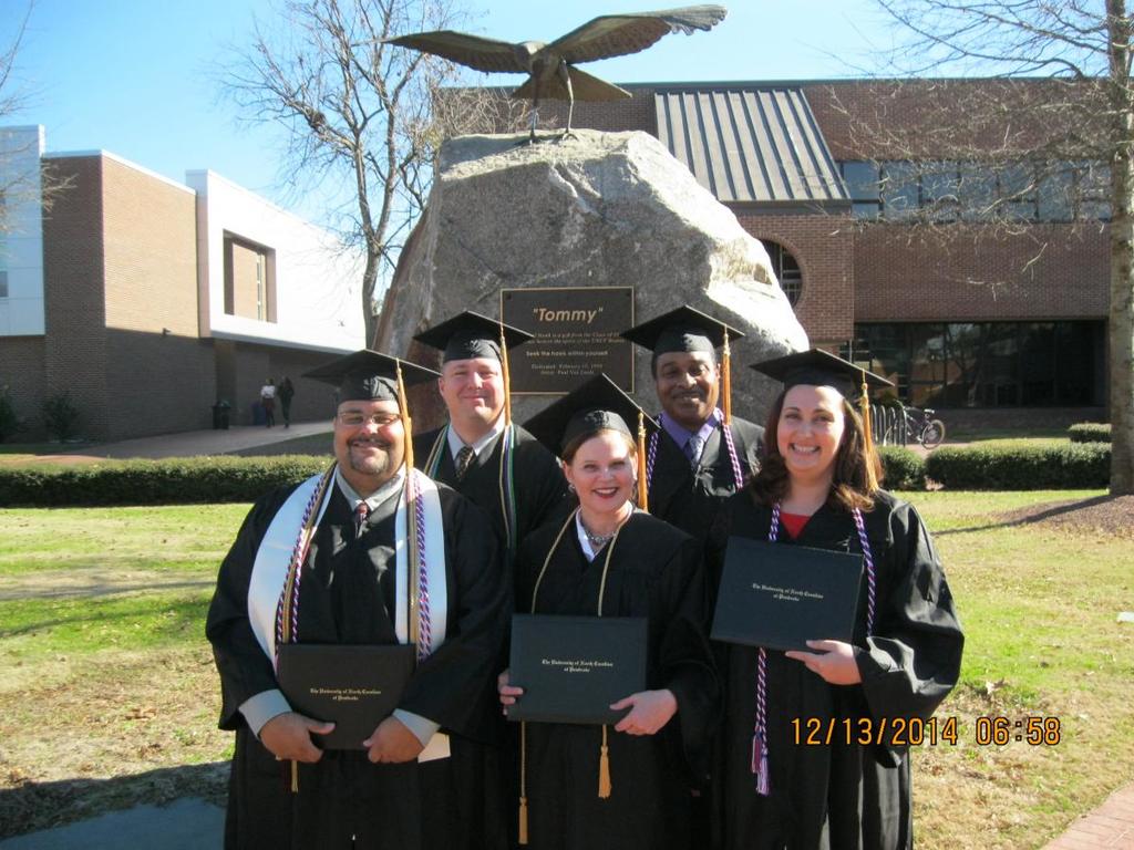 BIS GRADUATES--December 2014  Top Row (from left to right): Dallas Pastirik and Sylvester Singley  Bottom Row (from left to right): Purcell Strickland, Sheryl Comer, and Candice Shearin
