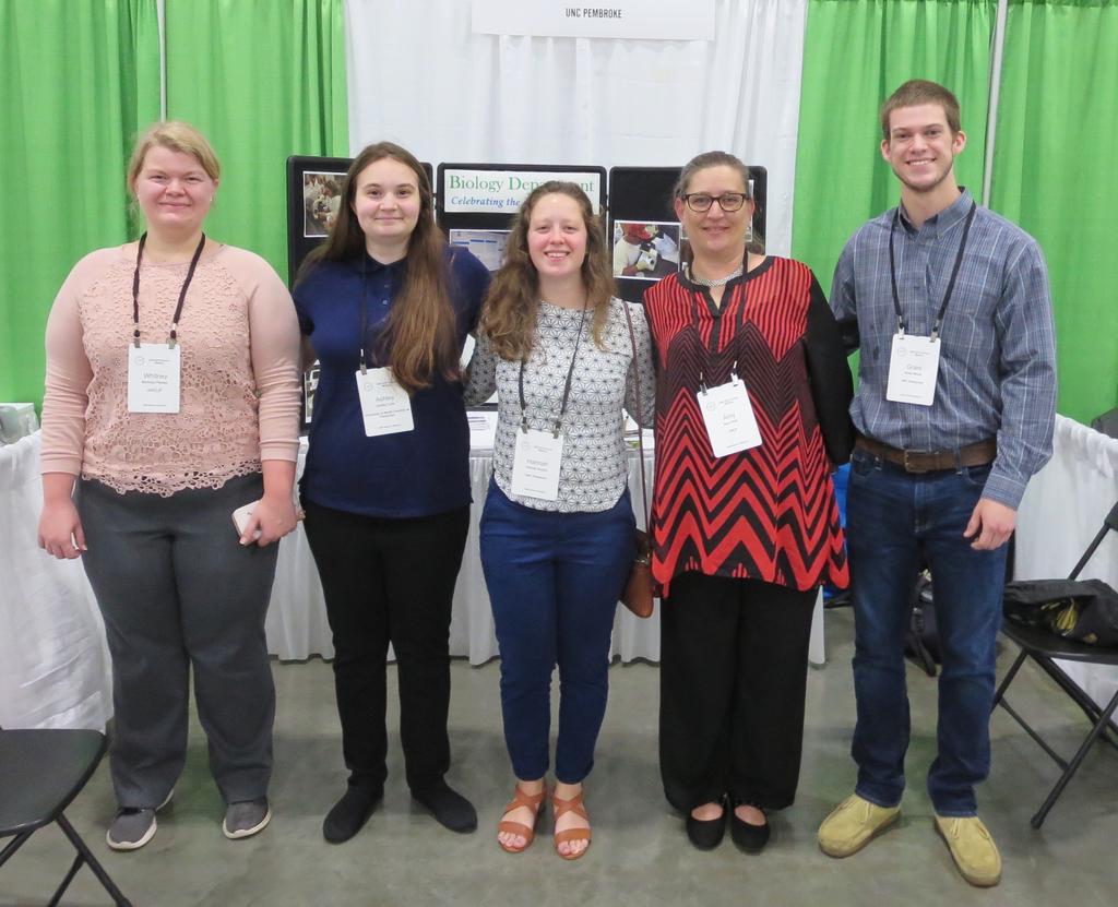 UNCP undergraduate researchers (left to right): Whitney Pittman, Ashley Lytle, Hannah Swartz, Amy Kish, and Grant Wood