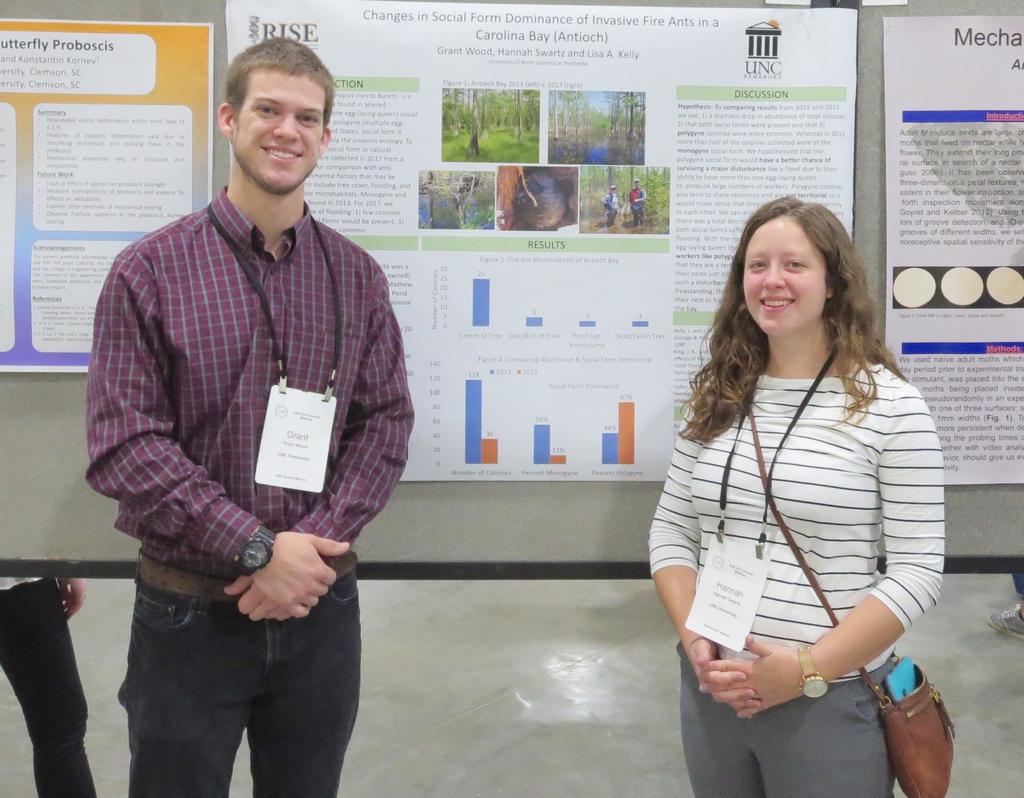 Grant Wood and Hannah Swartz presented their research on the invasive fire ants in a wetland