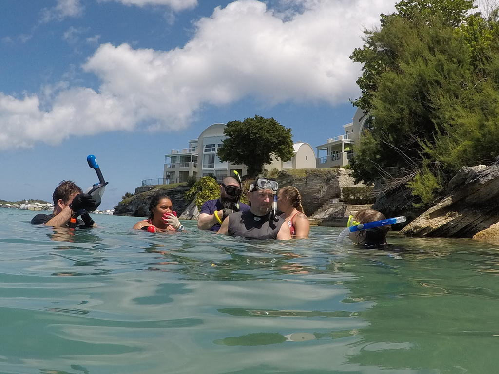 Dr. Leon Jernigan instructs students in snorkeling