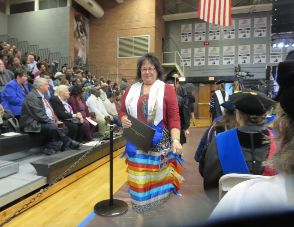 Tonya Locklear (Administrative Assistant for the Biology Department) receives a degree in American Indian Studies