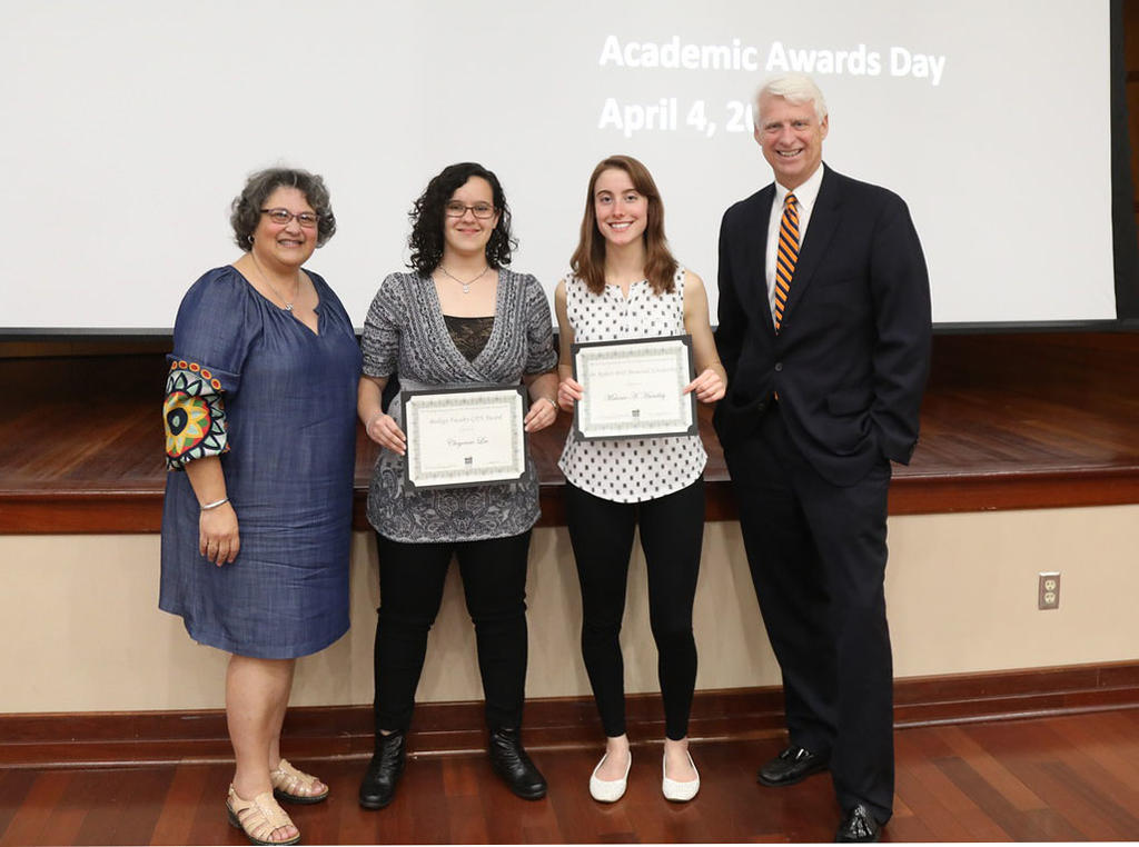 Drs. Velinda Woriax and Jeff Frederick join Cheyenne Lee and Melanie Handley, winners of the Biology Faculty Award and the Robert Britt Memorial Scholarship, respectively