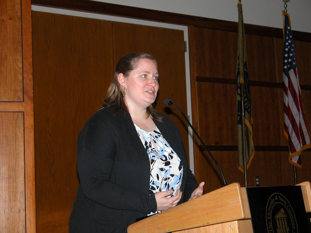 TriBeta faculty sponsor, Dr. Amber Rock, offers welcoming remarks
