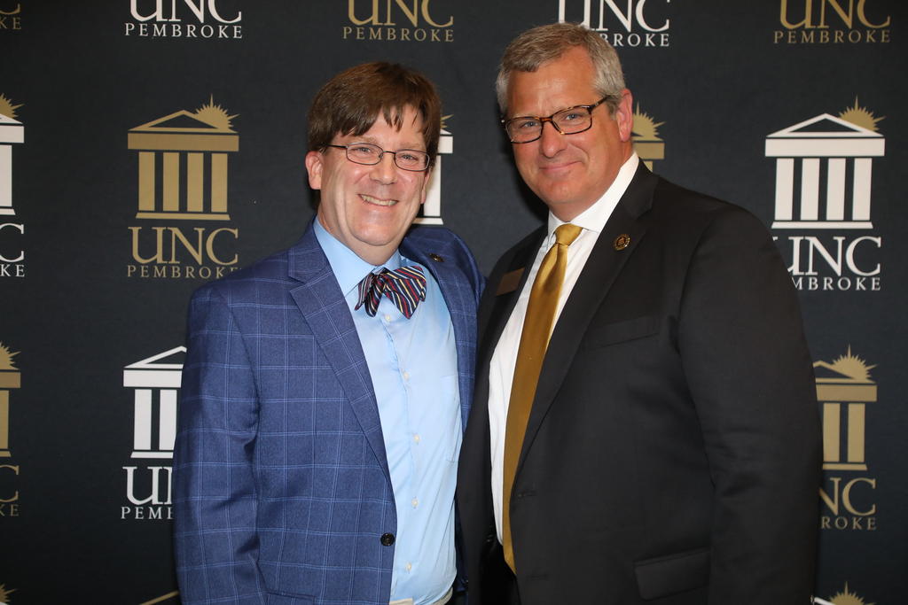Provost David Ward (right) with Dr. Kevin Freeman at the 2019 Faculty Appreciation Dinner