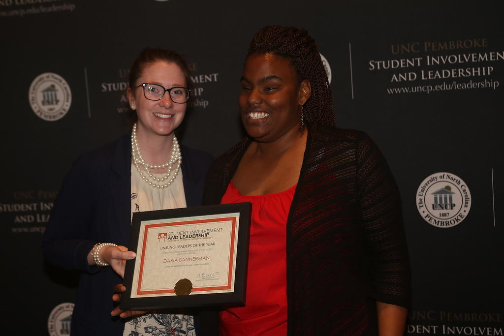 Graduate Student, Daria Bannerman, received the Unsung Leaders of the Year Award, 2017