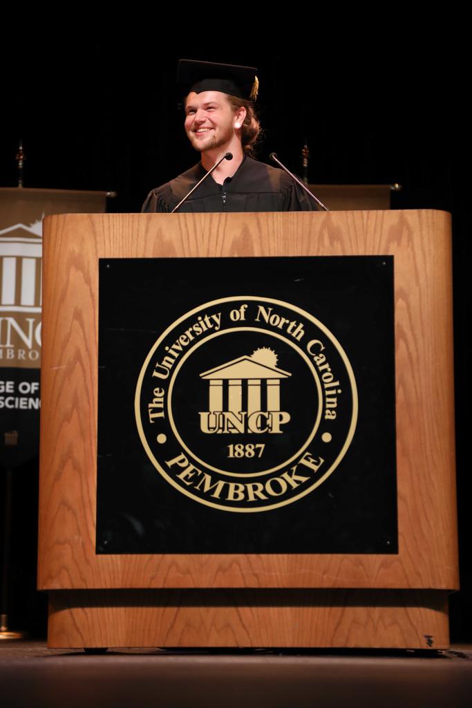 SGA President Thomas Crowe-Albritton offers greetings at Convocation on August 12, 2019