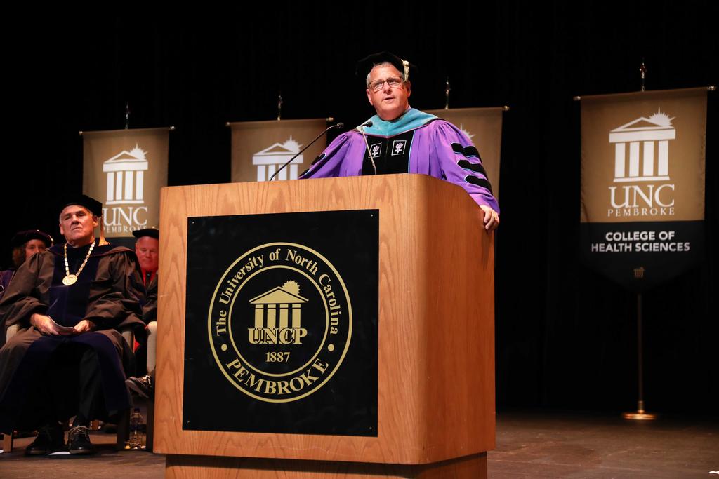 Provost David Ward offers advice during the 2019 First-Year Student Convocation ceremony