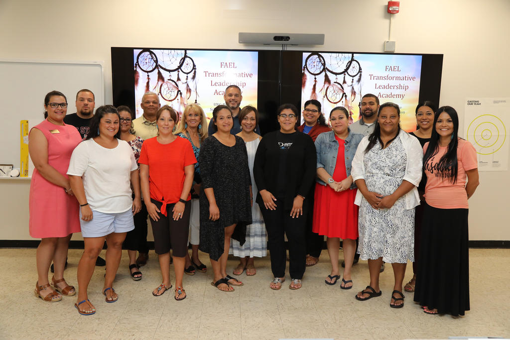 Shown are participants of the First Americans’ Educational Leadership (FAEL) Program Transformative Leadership Academy recently held at UNC Pembroke