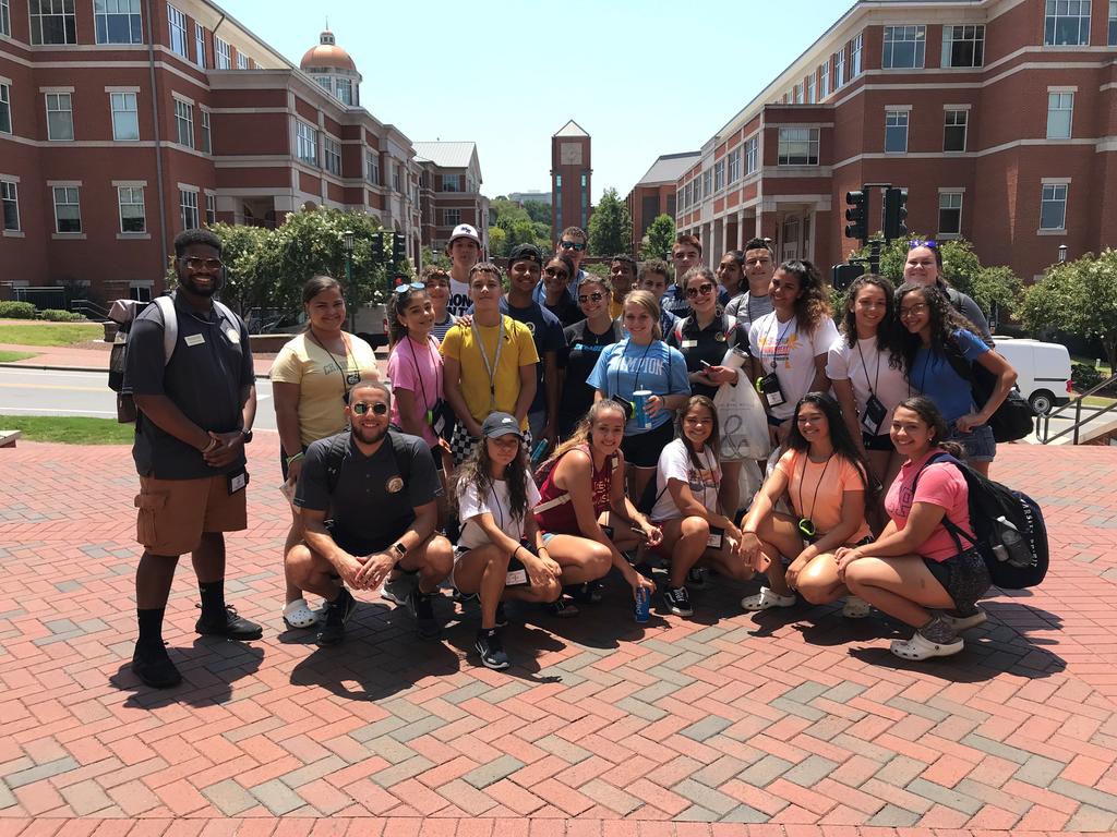 Project ACCESS summer camp participants gather from a group photo after touring UNC Charlotte's campus