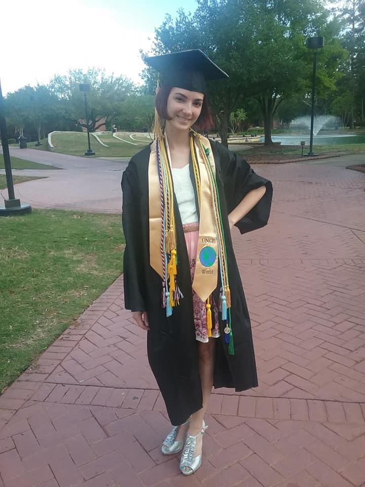 Mia Baxley after receiving her UNCP degree in 2018