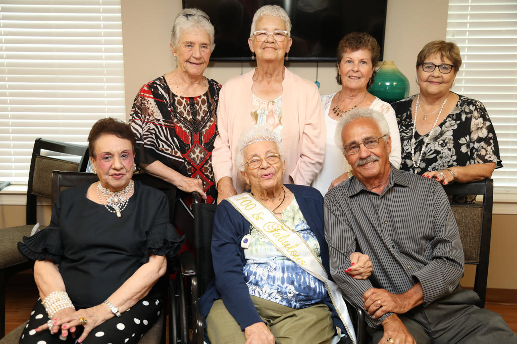 Beulah Ransom Kemerer poses with her family during her 100th birthday celebration in Newton Grove. (Seated) Elsie Leasure, left, Beulah and Jerry Deese. (Standing) Deborah Brooks, left, Jean Swinson, Cathy Deese and Eldis Ransom