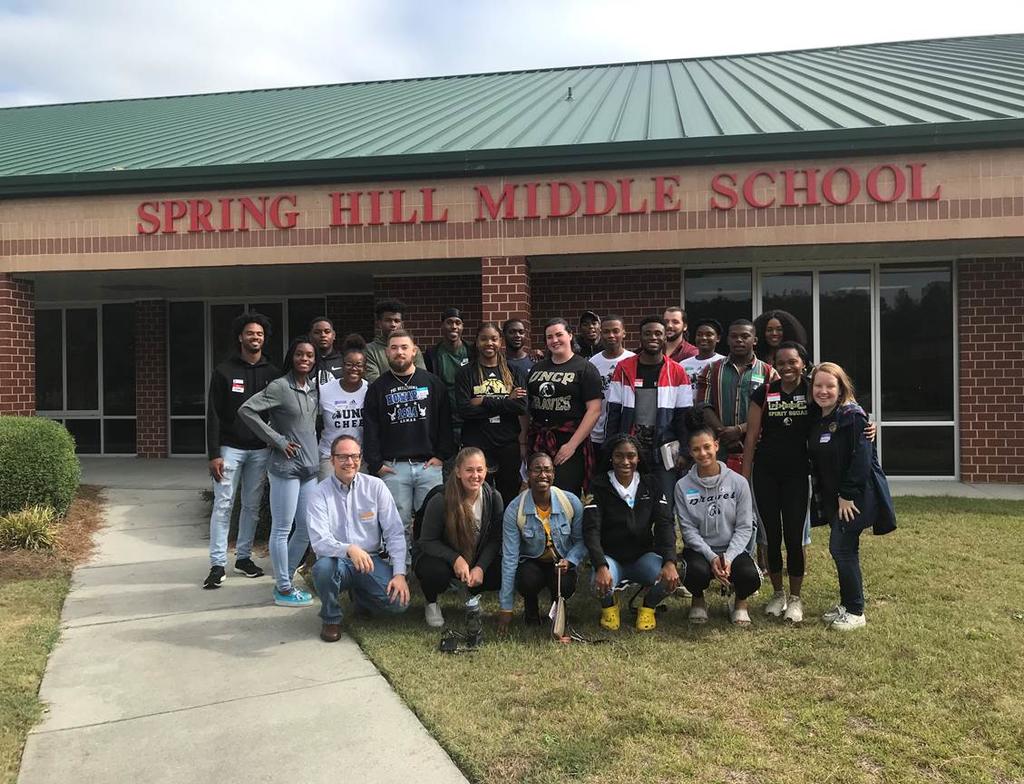 Students enrolled in Dr. Scott Hicks' African American Literature course conducted a creative writing workshop at Spring Hill Middle School on October 9.