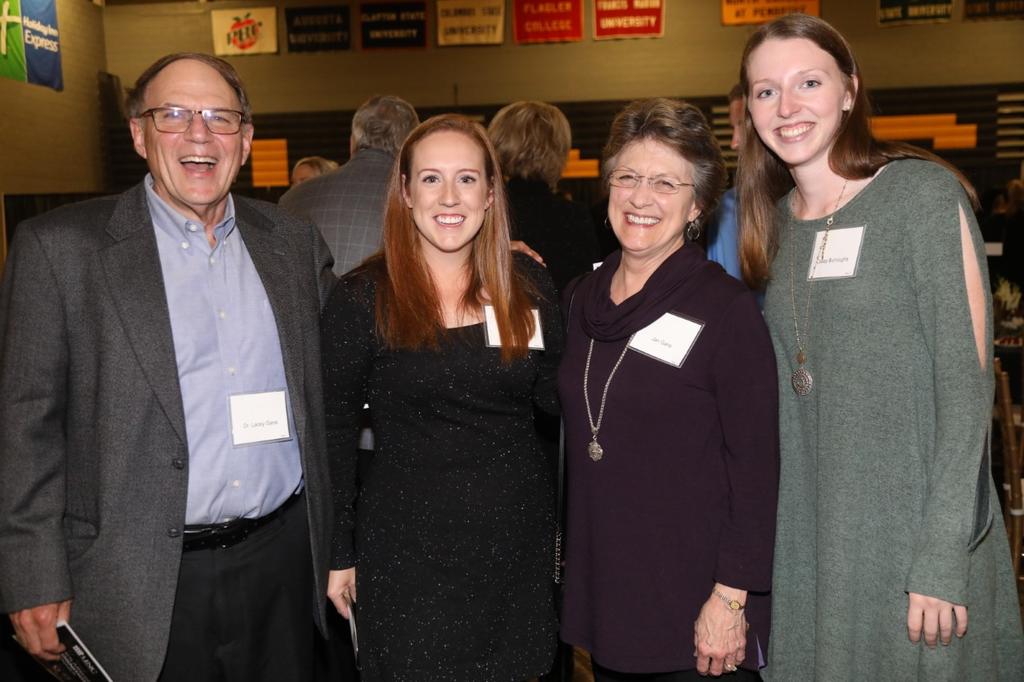 Scholarship recipients Katy Flax and Casey Burroughs met their award donors Dr. Lacey Gane and wife, Jan, during the the 15th annual Scholarship Recognition Dinner on November 21, 2019