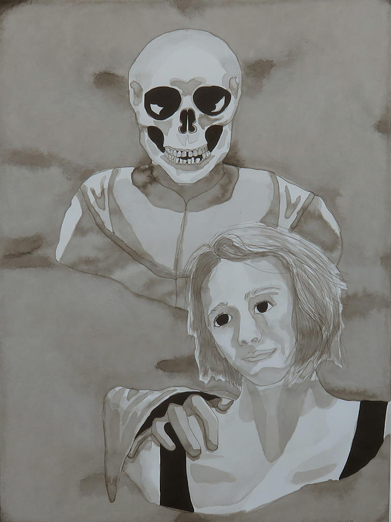 Emily Brown, "Mortality,"  2020,  ink on watercolor paper, 24 x 18  inches