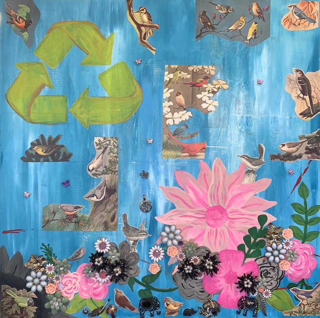 Emmaline Mansfield, "Wasteful or Recycling (You can't love mother earth and exploit her)," 2020, 27 x 26.5 inches