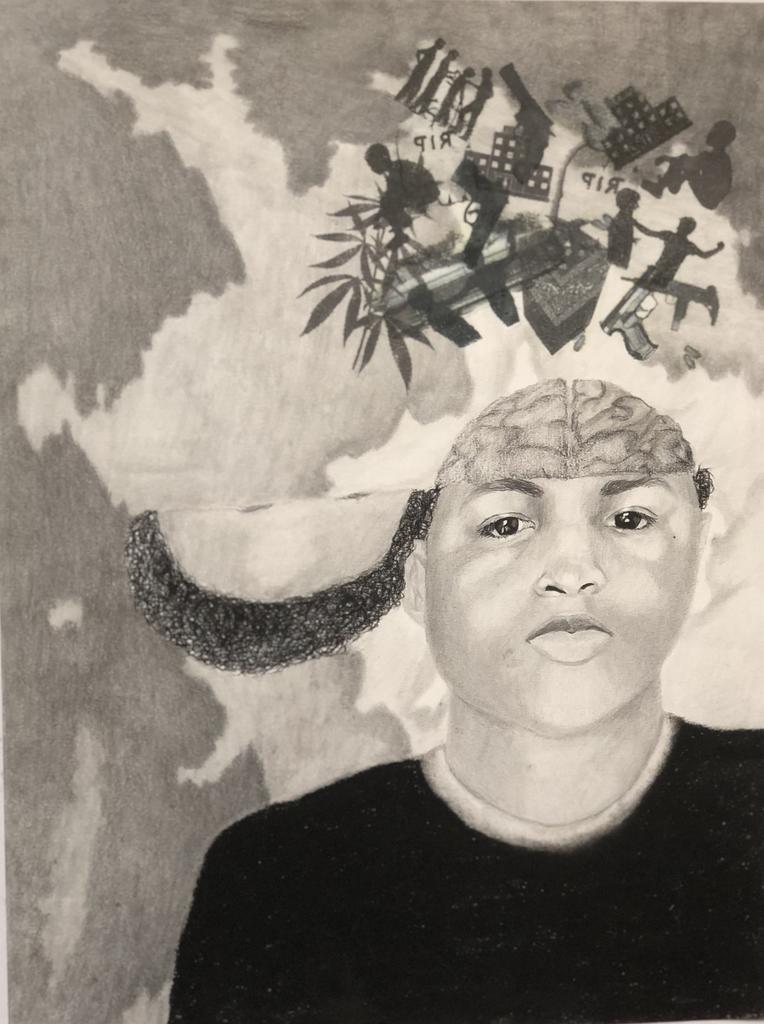 Demetrius Wirt, "The Past,"  2020, graphite on paper, 20 x 16 inches