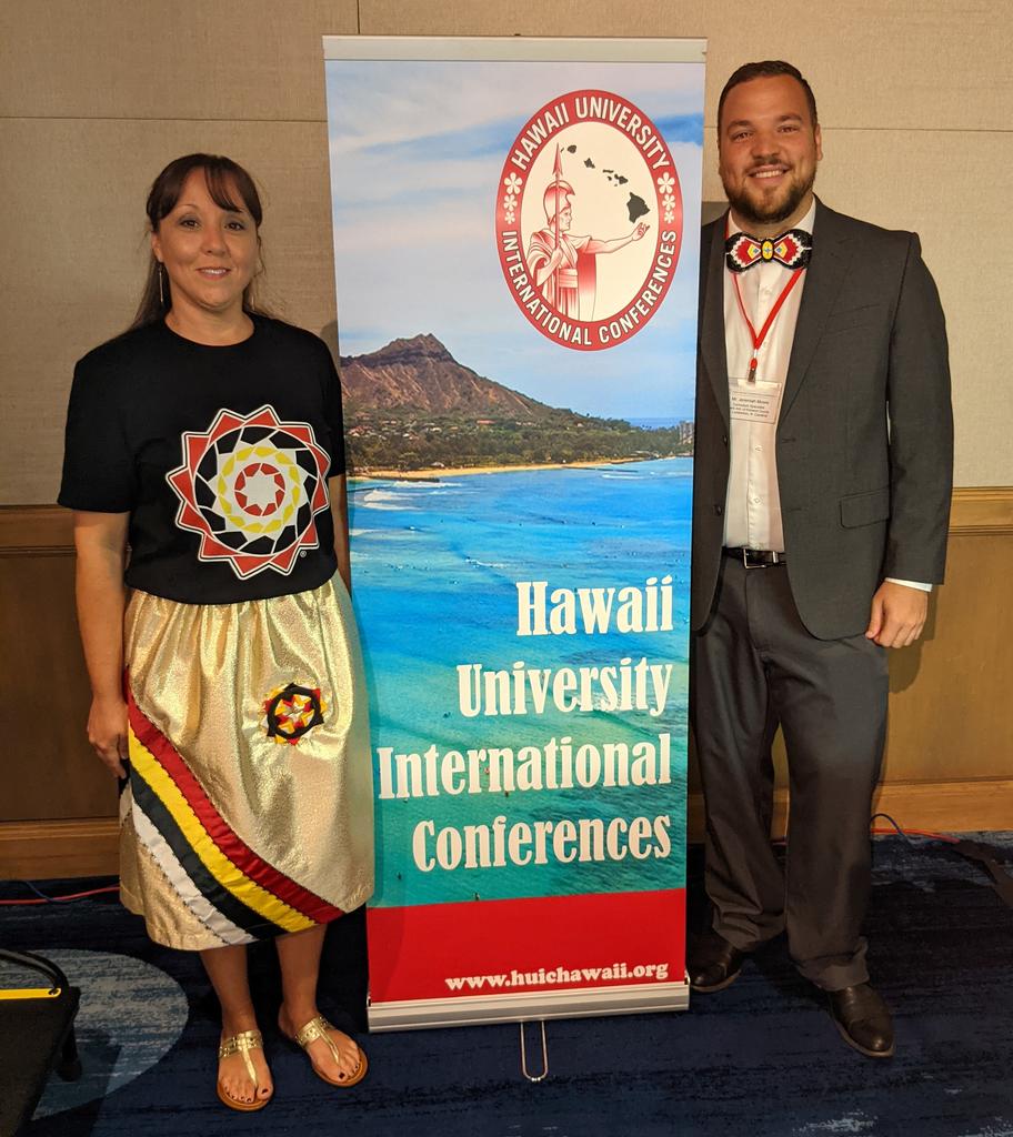 Dr. Camille Locklear Goins, project director for the First Americans' Educational Leadership (FAEL) program and Jeremiah Moore, a FAEL alumnus, were among the presenters at the 2021 Arts Humanities Social Sciences/STEAM & Education Conference in Honolulu, Hawaii.