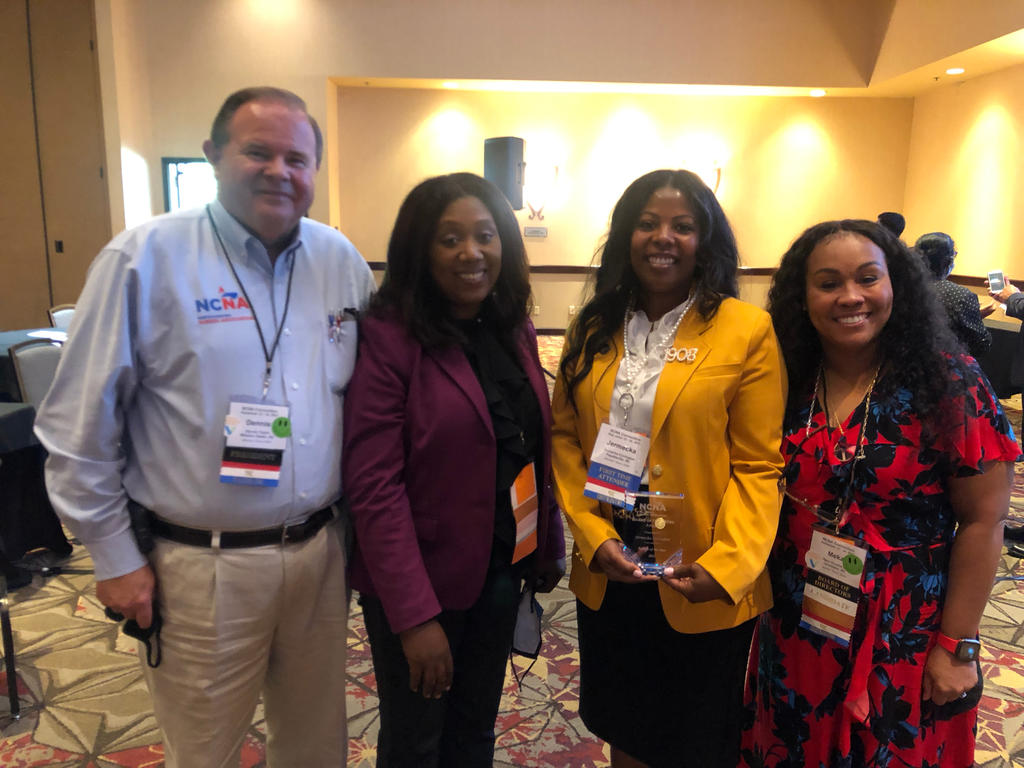 Jermecka Covington (third from right) is pictured with Dr. Dennis Taylor, NCNA President, Dr. Sharonda Boykin, NCNA South Central Region Engagement Coordinator and Dr. Meka Douthit, NCNA President-Elect