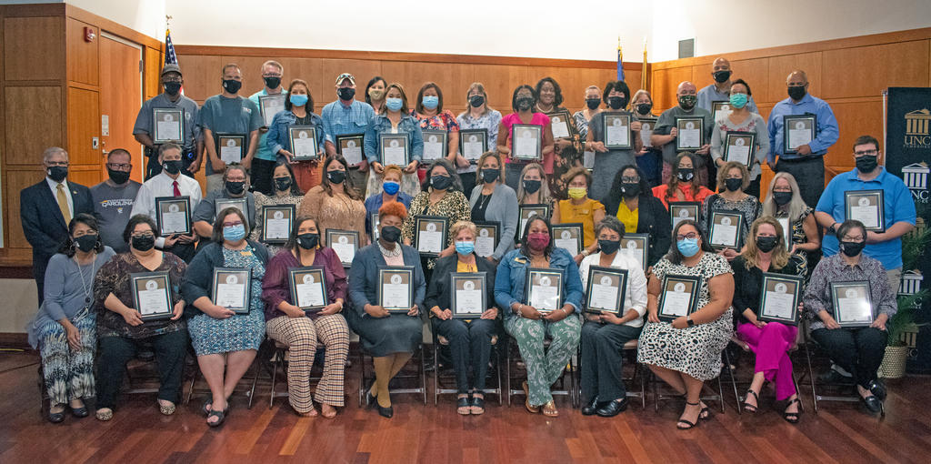 UNCP recognized 92 employees for their years of service during a luncheon on October 14, 2021