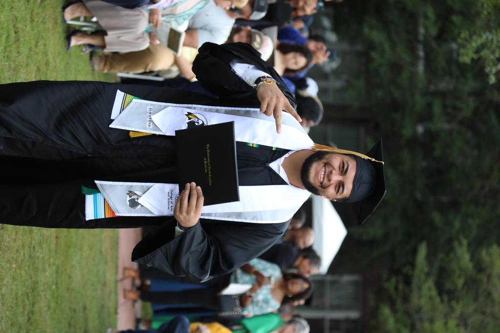 Ben Jaramillo, a member of the football team, earned his degree at Spring Commencement
