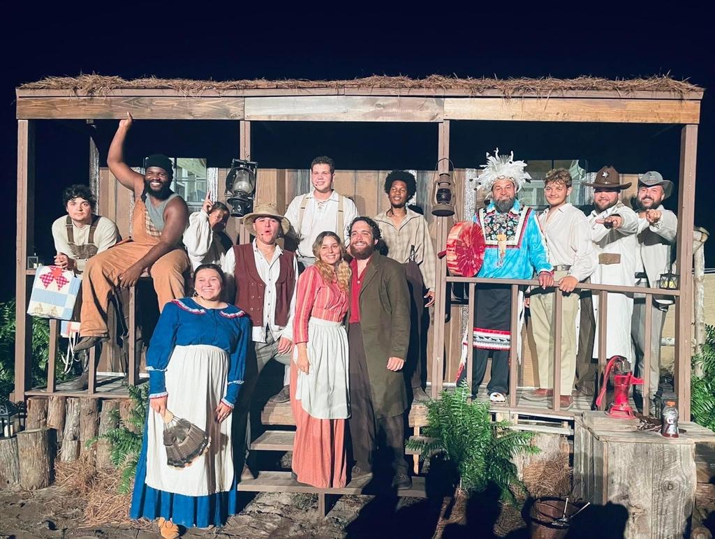 Strike at the Wind! cast members pose following Thursday's performance at the Lumbee Tribe Cultural Center
