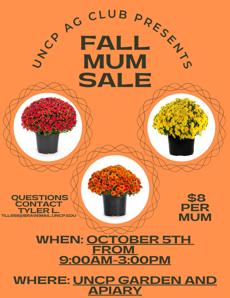 Mum Sale Oct 5 9:00-3:00 UNCP Garden & Apiary