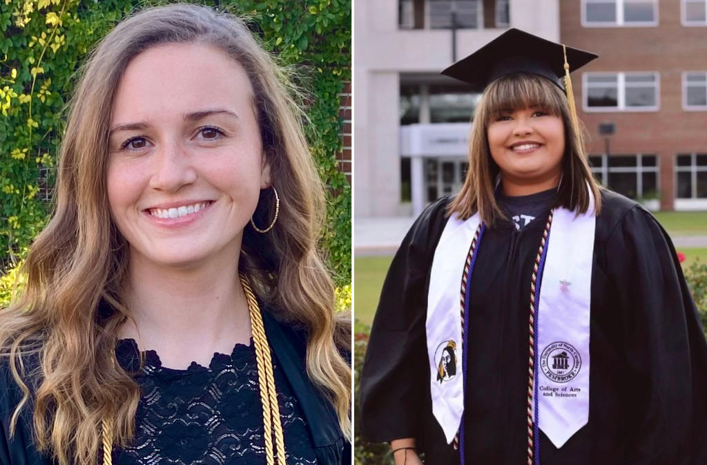 UNCP alumnae Allyson Lane (left) and Allyson Chavis are in their first-year in the College of Veterinary Medicine program at NC State University