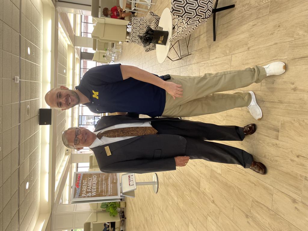 UNCP alumnus Garrett Chavis recently met with UNCP Chancellor Robin Gary Cummings during a recent visit to his alma mater