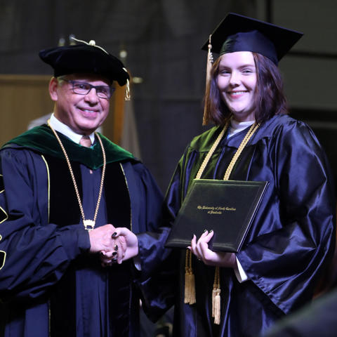 Sara Jorgensen, 19, is among the youngest graduates in UNCP's history