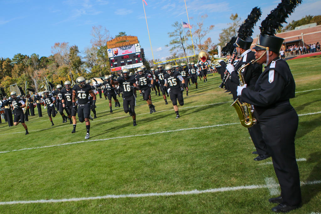 The band forms the tunnel for the football team (2013)