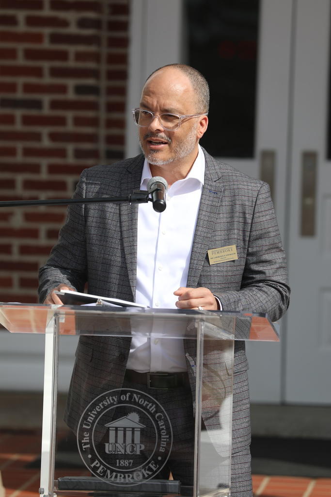 Dr. Lawrence Locklear shares the history of the university and its seven founders on Founders' Day on March 1, 2023