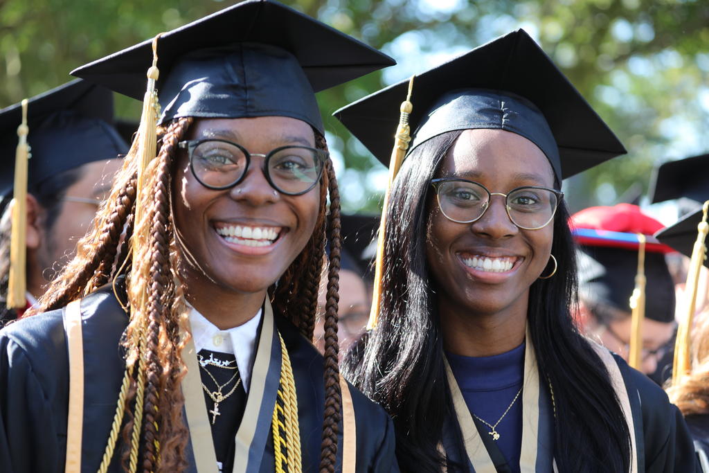 Twins Adrienne and Brittany Best graduated together at spring commencement at UNCP on May 6, 2023