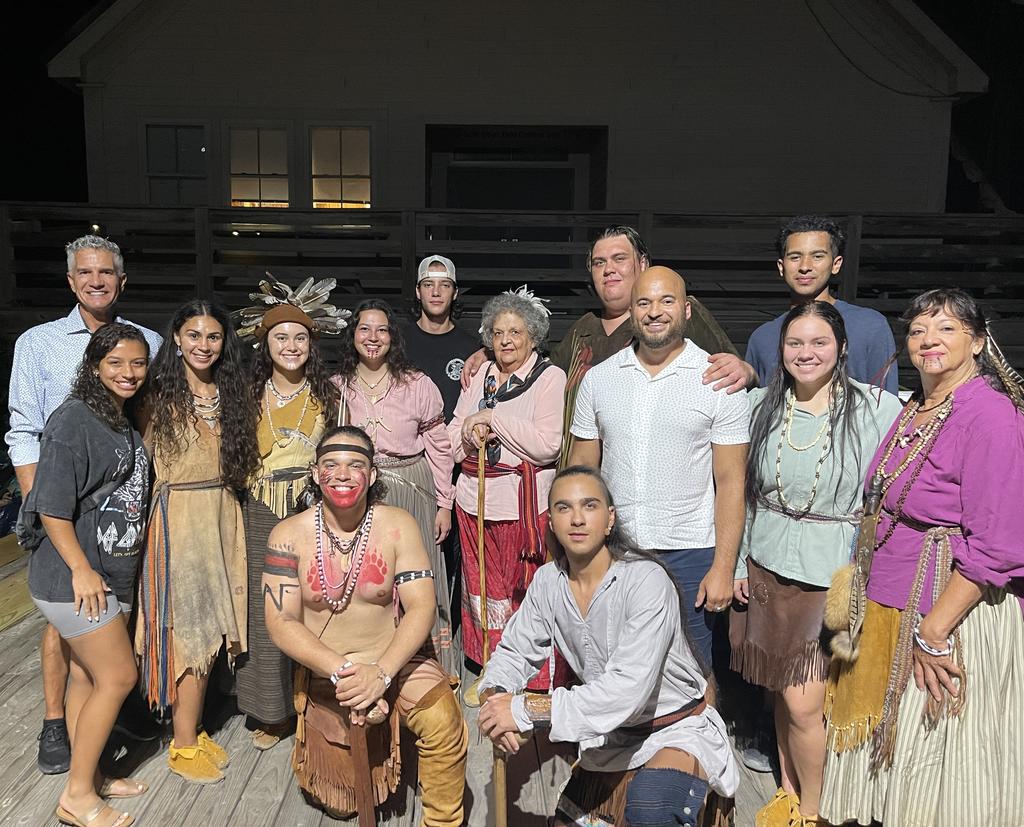 Rakyah Jacobs pictured far left with Lost Colony cast after a performance in Manteo this summer