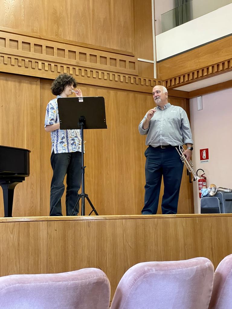 Music professor Tim Altman and a masterclass participant at the Conservatorio di Musica
