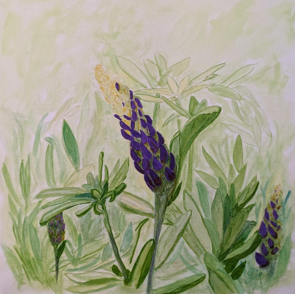 Purple Flowers by Lisa Huggins Oxendine