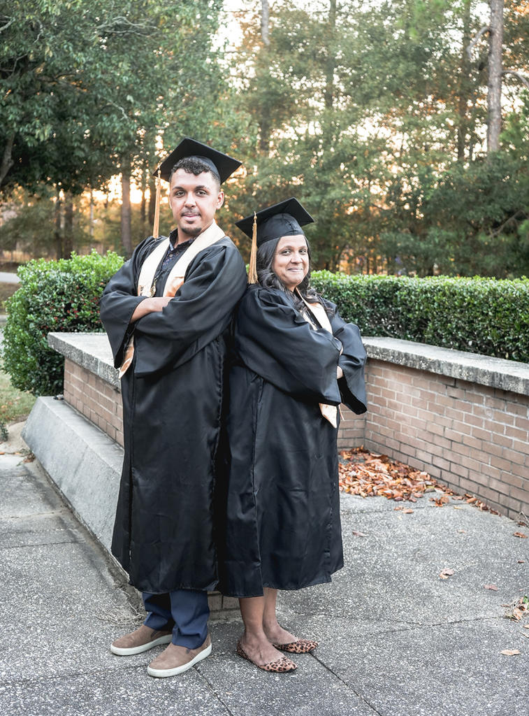 Colby Locklear, left, will cross the stage with his mother, Tanya Locklear