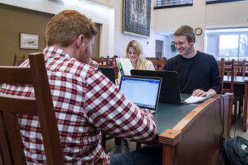 UNCP students study in the library