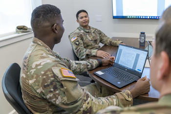 Military Students on Computers