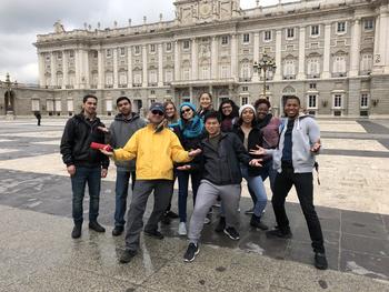 Dr. Porrúa and students from the Foreign Languages Program study abroad in Spain.