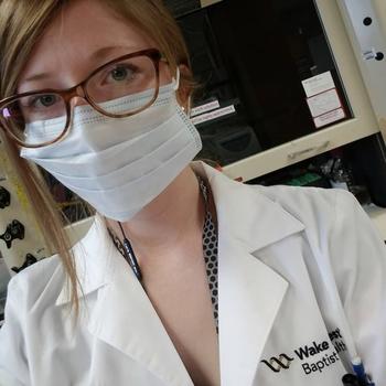 Jessica Dean prepped for cancer research in the Cancer Biology Department at Wake Forest University