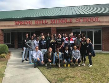Scott Hicks and students at Spring Hill Middle School