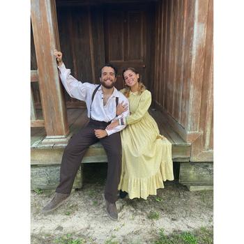 UNCP theatre program graduate Bill Oxendine and third-year theatre student Cheyenne Ward are playing the roles of Henry Berry Lowrie and Rhoda Strong in the outdoor drama Strike at the Wind!