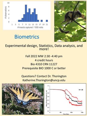 Biometrics is offered this fall -- learn how to analyze data and design experiments