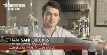 Ethan Sanford is pictured during a video in which he describes his UNCP experience
