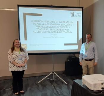 Ashley Benoit, and her faculty mentor, Dr. Joseph Sweet, presented their research at the National Council for Teachers of English Annual Convention 2022 in Anaheim, CA. 